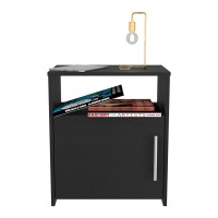 Nightstand, Single Door Cabinet, Metal Handle, One Shelf, Superior Top