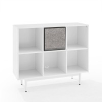 Liam 6 Cube Record Storage Bookcase With Speaker White/Black - Bookcase & Speaker
