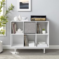 Liam 6 Cube Record Storage Bookcase With Speaker White/Black - Bookcase & Speaker