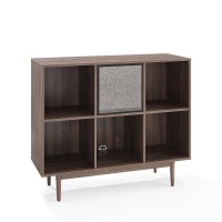 Liam 6 Cube Record Storage Bookcase With Speaker Walnut/Black - Bookcase & Speaker