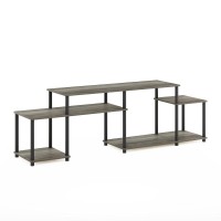 Furinno Turn-N-Tube Handel Tv Stand For Tv Up To 55 Inch, French Oak Grey/Black
