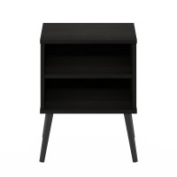 Furinno Claude Mid Century Style End Table With Wood Legs, Espresso