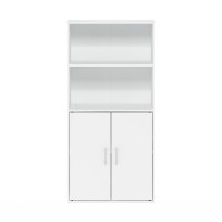Furinno Pasir Storage Cabinet With 2 Open Shelves And 2 Doors, White