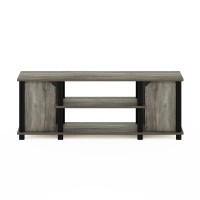 Furinno Simplistic Tv Stand With Shelves And Storage, French Oak/Black
