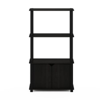 Furinno Go Green 4-Tier Multipurpose Display Shelf With Door, Espresso/Black