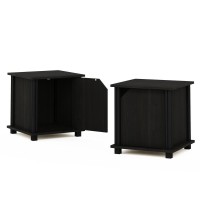 Furinno Simplistic End Table With Storage Set Of 2, Espresso/Black