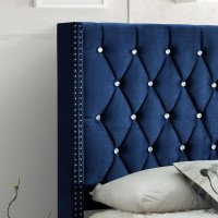 Better Home Products Alexa Velvet Upholstered Full Platform Bed In Blue