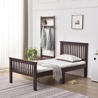 Better Home Products Jassmine Solid Wood Platform Pine Twin Bed In Mahogany
