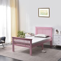 Better Home Products Jassmine Solid Wood Platform Pine Twin Bed In Pink