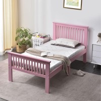 Better Home Products Jassmine Solid Wood Platform Pine Twin Bed In Pink