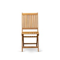 East West Furniture Bdkcwna Outdoor Dining Chairs Slatted Back - Natural Oil Finish - Set Of 2