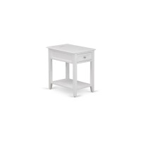 East West Furniture De-05-Et Modern Wood Night Stand With 1 Mid Century Modern Drawers, Stable And Sturdy Constructed - White Finish