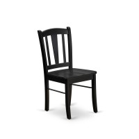 East West Dlc-Blk-W Dublin Chair With Wood Seat In Black Finish - Set Of 2