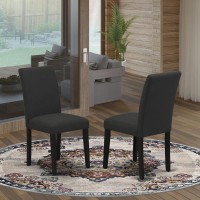 East West Furniture Dmab3-Abk-24 3 Piece Modern Dining Table Set Includes 1 Drop Leaves Dining Room Table And 2 Black Linen Fabric Padded Chair With High Back - Wire Brushed Black Finish