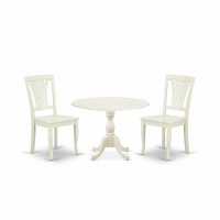 East West Furniture Dmav3-Lwh-W 3 Piece Modern Dining Table Set Contains 1 Drop Leaves Dining Table And 2 Linen White Dining Chairs With Slatted Back - Linen White Finish