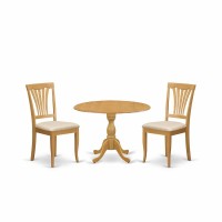 East West Furniture Dmav3-Oak-C 3 Piece Modern Dining Table Set - Oak Wood Table And 2 Oak Linen Fabric Modern Dining Chairs With Slatted Back - Oak Finish