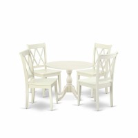 East West Furniture Dmcl5-Lwh-W 5 Piece Dinette Sets Contains 1 Drop Leaves Modern Dining Table And 4 Linen White Dining Room Chairs With Double X-Back - Linen White Finish