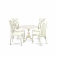 East West Furniture Dmip5-Lwh-W 5 Piece Kitchen Table Set Contains 1 Drop Leaves Dining Room Table And 4 Black Kitchen Chair With Slatted Back - Linen White Finish