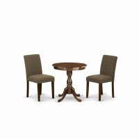 East West Furniture - Esab3-Mah-18 - 3-Pc Dinette Set - 2 Upholstered Dining Chairs And 1 Dining Table (Mahogany Finish)
