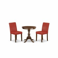 East West Furniture - Esab3-Mah-72 - 3-Pc Kitchen Dining Room Set - 2 Dining Padded Chairs And 1 Dining Table (Mahogany Finish)