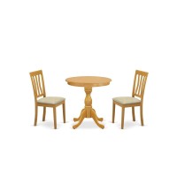 East West Furniture - Esan3-Oak-C - 3-Pc Modern Kitchen Table Set - 2 Kitchen Dining Chairs And 1 Kitchen Table (Oak Finish)