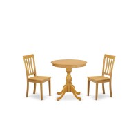 East West Furniture - Esan3-Oak-W - 3-Pc Modern Dining Room Set - 2 Dining Room Chairs And 1 Dining Room Table (Oak Finish)