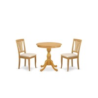 East West Furniture - Esav3-Oak-C - 3-Pc Dining Room Table Set - 2 Dining Room Chairs And 1 Kitchen Dining Table (Oak Finish)