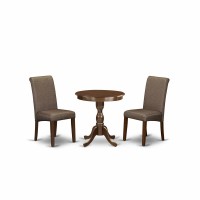 East West Furniture - Esba3-Mah-18 - 3-Pc Modern Dining Set - 2 Kitchen Chairs And 1 Modern Dining Table (Mahogany Finish)