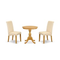 East West Furniture - Esba3-Oak-02 - 3-Pc Kitchen Table Set - 2 Kitchen Chairs And 1 Kitchen Table (Oak Finish)