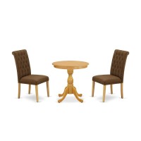 East West Furniture - Esbr3-Oak-18 - 3-Pc Dining Room Table Set - 2 Mid Century Dining Chairs And 1 Dining Table (Oak Finish)