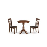 East West Furniture - Esca3-Mah-Lc - 3-Pc Kitchen Dining Set - 1 Kitchen Dining Table And 2 Dining Room Chairs (Mahogany Finish)