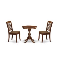 East West Furniture - Esda3-Mah-C - 3-Pc Kitchen Table Set - 2 Modern Wooden Dining Chairs And 1 Dining Room Table (Mahogany Finish)