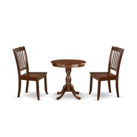 East West Furniture - Esda3-Mah-W - 3-Pc Modern Dining Table Set - 2 Kitchen Chairs And 1 Dining Room Table (Mahogany Finish)