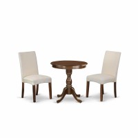 East West Furniture - Esdr3-Mah-01 - 3-Pc Dining Room Set - 2 Dining Room Chairs And 1 Kitchen Dining Table (Mahogany Finish)