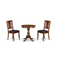 East West Furniture - Esdu3-Mah-Lc - 3-Pc Modern Dining Room Set - 2 Kitchen Dining Chairs And 1 Dining Room Table (Mahogany Finish)