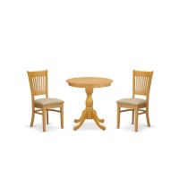 East West Furniture - Esva3-Oak-C - 3-Pc Modern Dining Room Table Set - 2 Dining Room Chairs And 1 Kitchen Dining Table (Oak Finish)