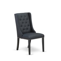 Fop6T24 Dining Room Chairs - Black Linen Fabric Parson Dining Chairs And Button Tufted Back With Wire Brushed Black Rubber Wood Legs - Parson Chairs Set Of 2 - Set Of 2