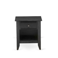 East West Furniture Ga-06-Et Modern Nightstand Bedroom With 1 Wooden Drawer, Stable And Sturdy Constructed - Wire Brushed Black Finish