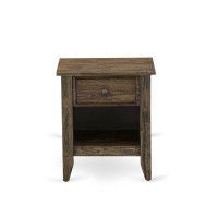 East West Furniture Ga-07-Et Night Stand For Bedroom With 1 Wooden Drawer, Stable And Sturdy Constructed - Distressed Jacobean Finish