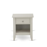 East West Furniture Ga-0C-Et Small Night Stand With 1 Mid Century Modern Drawer, Stable And Sturdy Constructed - Wire Brushed Butter Cream Finish