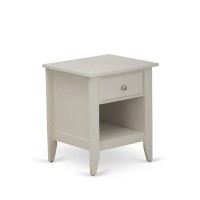 East West Furniture Ga-0C-Et Small Night Stand With 1 Mid Century Modern Drawer, Stable And Sturdy Constructed - Wire Brushed Butter Cream Finish