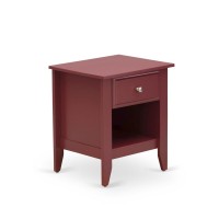 East West Furniture Ga-13-Et Wooden Night Stand For Bedroom With 1 Wooden Drawer, Stable And Sturdy Constructed - Burgundy Finish