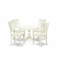 East West Furniture Hbav5-Lwh-W 5 Piece Dining Table Set - Linen White Dining Room Table And 4 Linen White Wooden Dining Chairs With Slatted Back - Linen White Finish