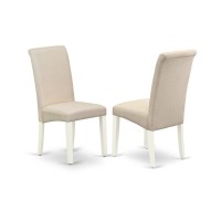 East West Furniture Hbba5-Lwh-01 5 Piece Dining Set - Linen White Round Dining Table And 4 Cream Linen Fabric Dining Chairs With High Back - Linen White Finish