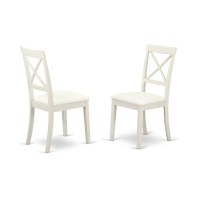 East West Furniture Hbbo3-Lwh-C 3 Piece Dining Room Set - Linen White Wood Table And 2 Linen White Faux Leather Dining Room Chairs With X-Back - Linen White Finish