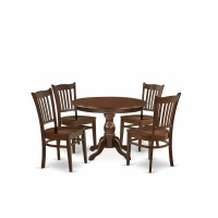 East West Furniture Hbgr5-Mah-W 5 Piece Kitchen Table Set - Mahogany Kitchen Table And 4 Mahogany Wooden Dining Chairs With Slatted Back - Mahogany Finish