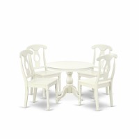 East West Furniture Hbke5-Lwh-W 5 Piece Kitchen Set - Linen White Kitchen Table And 4 Linen White Dining Room Chairs With Napoleon Back - Linen White Finish