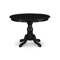 Hbt-Abk-Tp East West Furniture Modern Kitchen Table With Wire Brushed Black Color Table Top Surface And Asian Wood Dining Table Pedestal Legs - Wire Brushed Black Finish