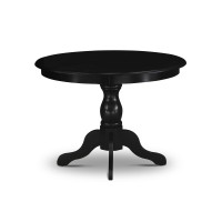 Hbt-Abk-Tp East West Furniture Modern Kitchen Table With Wire Brushed Black Color Table Top Surface And Asian Wood Dining Table Pedestal Legs - Wire Brushed Black Finish