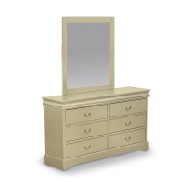 East West Furniture Louis Philippe Dresser And Mirror In Phillip Walnut Finish